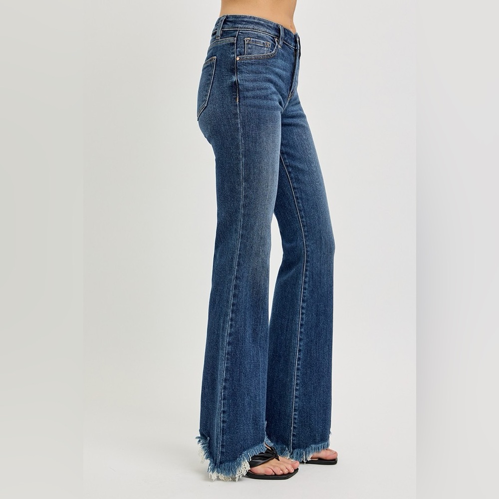 RISEN Mid Rise Flare Frayed Hem Jeans - Picture 7 of 7